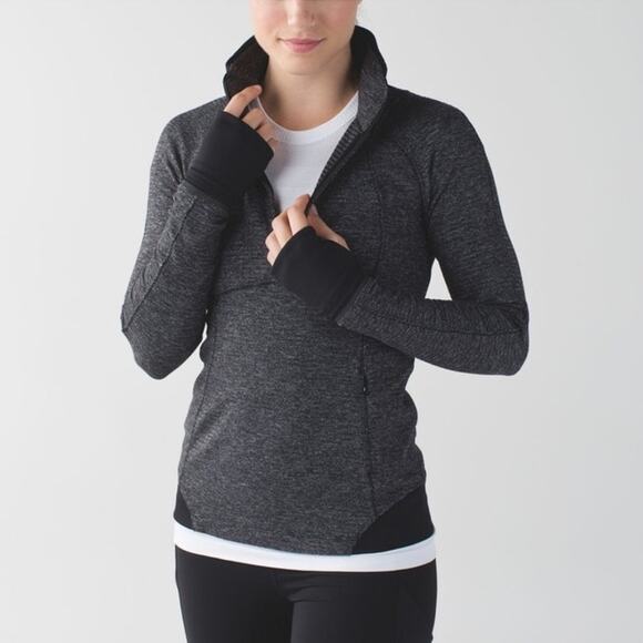 Lululemon Runderful 1/2 Zip Mini Check Pique Black Heathered Black / Black - Picture 1 of 11